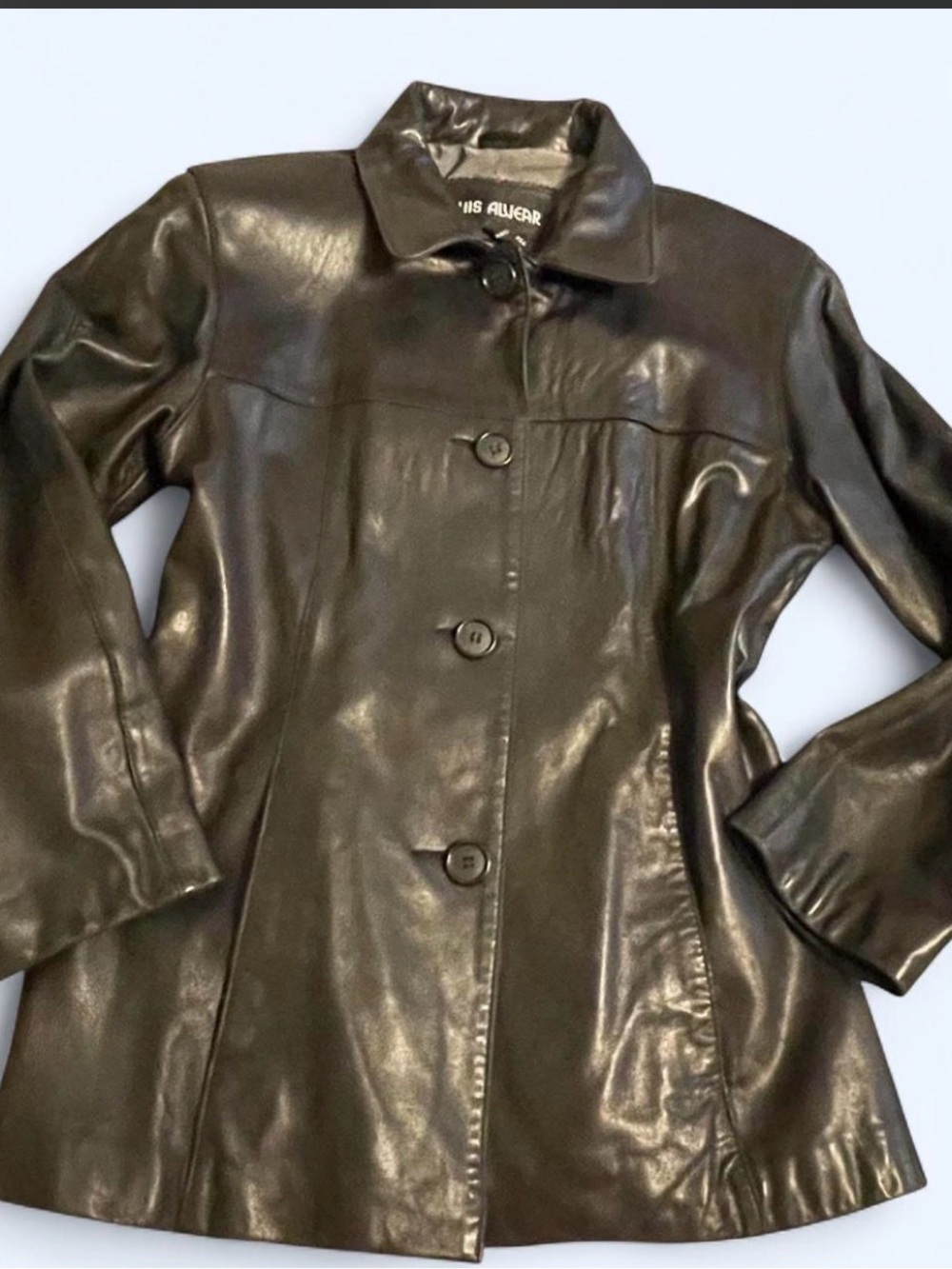 Vintage 90s Genuine Leather Car Coat Jacket Black Soft Leather Medium